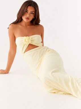 PEPPERMAYO New Light Strapless Maxi Dress in Butter, Lemon, Sorbet, Baby Yellow